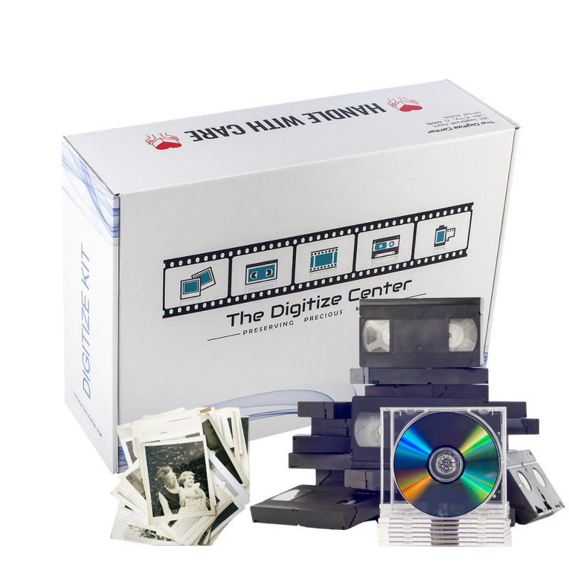 40 Item Digitize Kit box with tapes, photos and discs